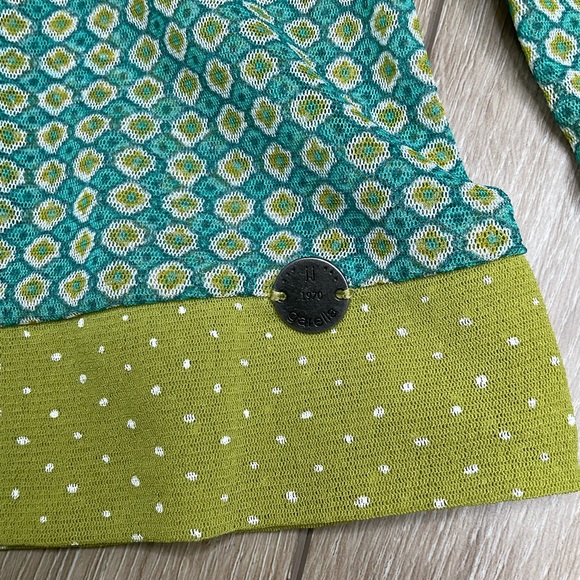 JJ Garella sheer button down blouse, blue & green - Picture 3 of 5